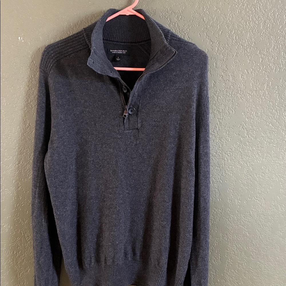 Banana Republic Men's Charcoal  1/4 Zip-Sweater